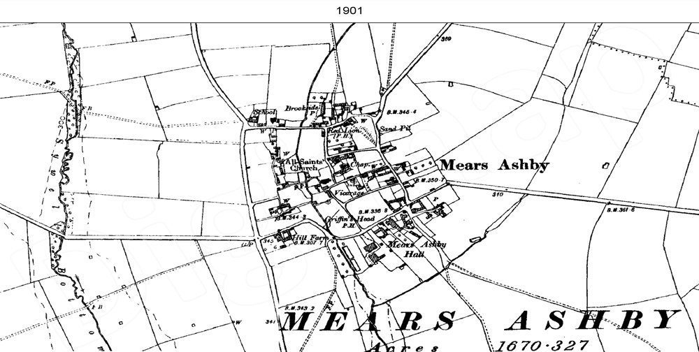Ordnance Survey map of Mears Ashby, 1900.