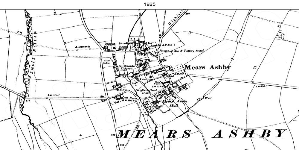 Ordnance Survey map of Mears Ashby, 1925.